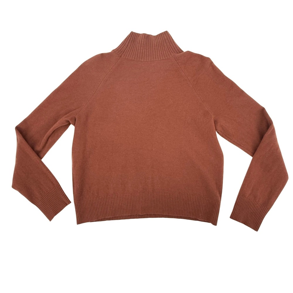 Vince Mock Neck Sweater Womens S Terracotta Wool Cashmere Raglan Sleeve